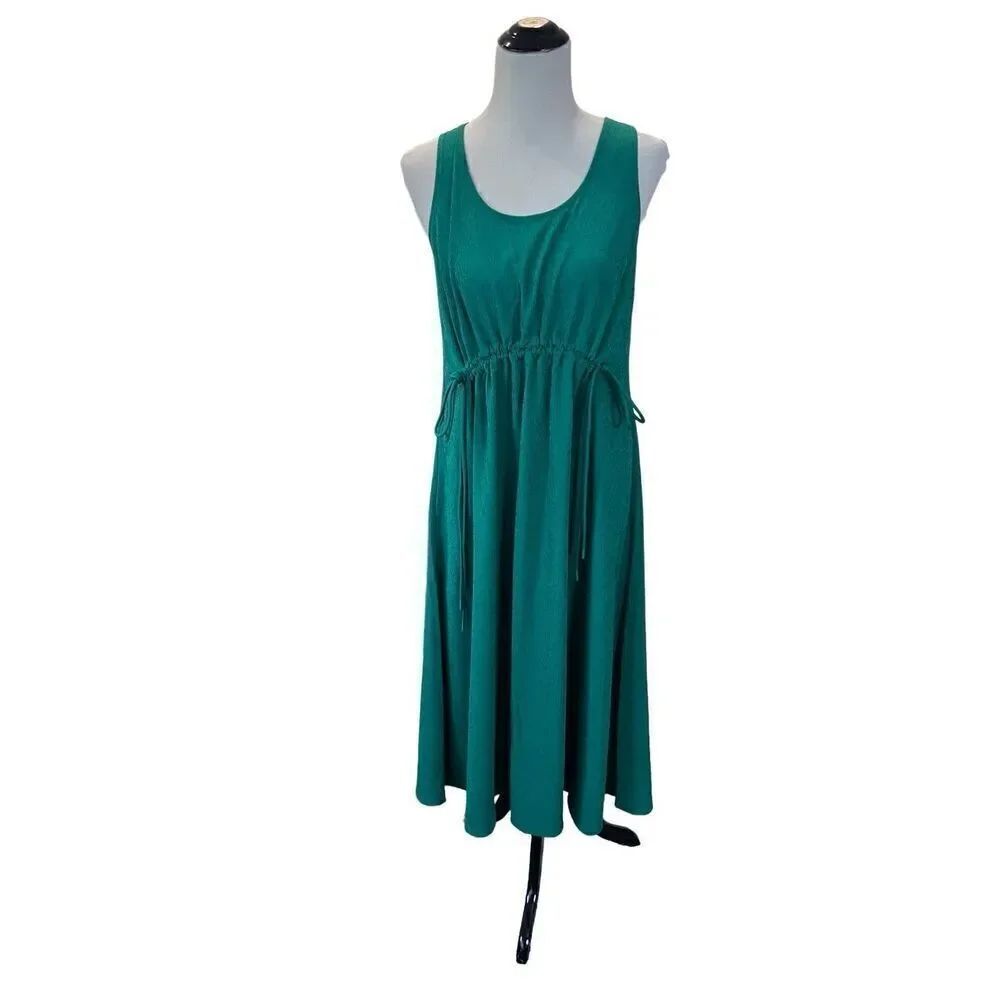 Athleta NWOT Echo Sleeveless Midi Dress Scoop Neck Lightweight Green Size S